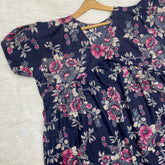 Feeding Frock Alia Cut, Free Size, Ankle Length, Tie-Up, Puff Sleeve Sleepwear in Softest Cotton Fabric (Bra Size 34"-38" | 50”-52″ length)